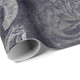 Papier Cadeau Cimetière Floral rose Métal Gris Mur noir