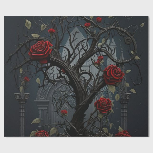 Papier Cadeau Cimetière gothique Jardin Rose (Plat)