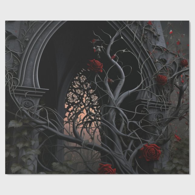 Papier Cadeau Cimetière gothique Jardin Rose (Plat)