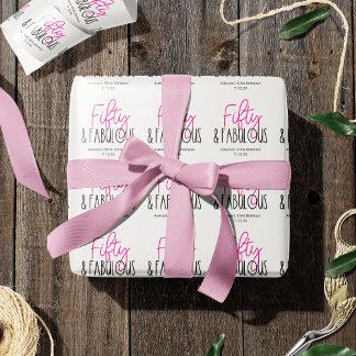 Papier Cadeau Cinquante et fabuleux 50e anniversaire avec texte 
