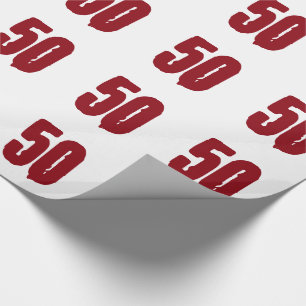 Papier Cadeau cinquantième Anniversaire, texte rouge sur le