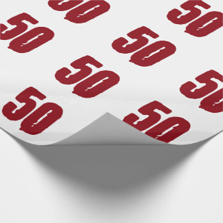 Papier Cadeau cinquantième Anniversaire, texte rouge sur le