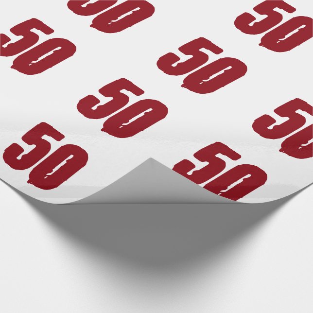 Papier Cadeau cinquantième Anniversaire, texte rouge sur le (Coin)