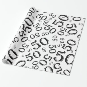 Papier Cadeau cinquantième Motif de nombre d'anniversaire (l)