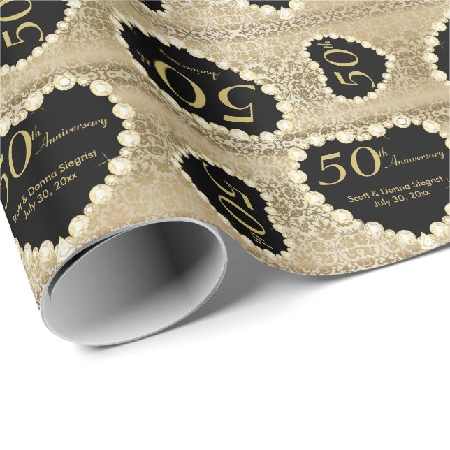 Papier Cadeau cinquantième Texte du motif | do-it-yourself (Coin rond)