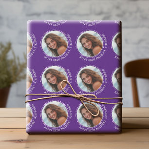 Papier Cadeau Circle One photo avec voeux d'anniversaire - viole