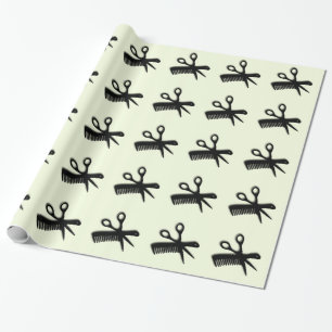 Papier Cadeau Ciseaux et Peigne Vert