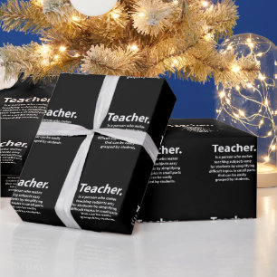 Papier Cadeau Citation d'appréciation pour enseignant en noir et