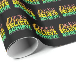 Papier Cadeau Citation de Dream Believe - Gymnastique féminine