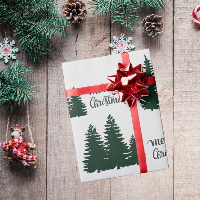 Papier Cadeau Citation de Noël Arbre Motif Élégant noir blanc (Créateur téléchargé)
