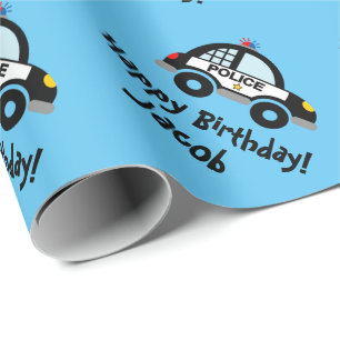 Papier Cadeau Cite gamin's flic car police thème fête d'annivers