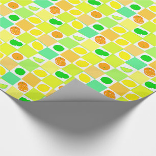 Papier Cadeau Citron, chaux et tranches d'agrumes d'orange Motif