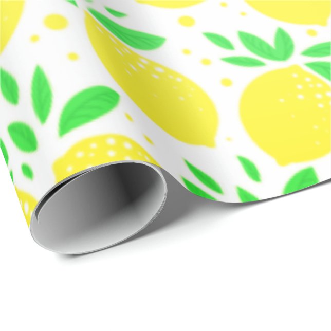 Papier Cadeau Citron jaune frais (Coin rond)
