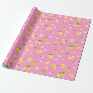 Papier Cadeau Citron Motif rose