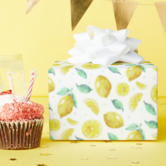 Papier Cadeau citrons aquarelles