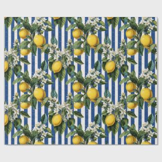 Papier Cadeau Citrons découpage méditerranéen vintage