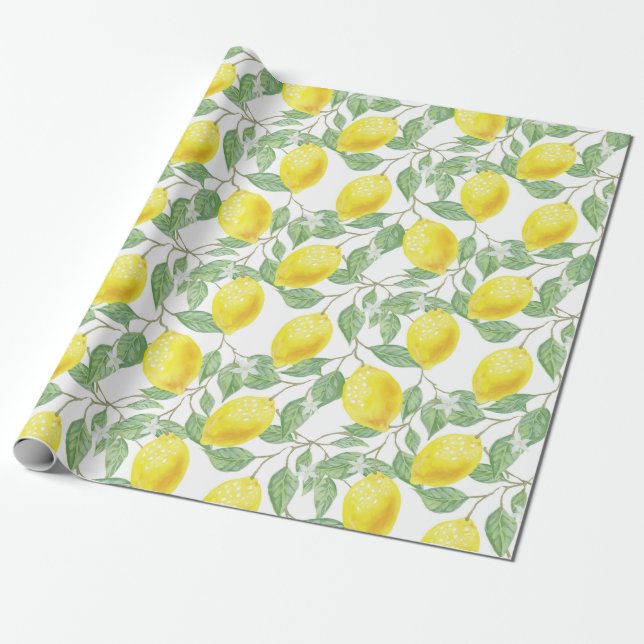 Papier Cadeau Citrons et papier Feuille à envelopper (Déroulé)