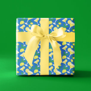 Papier Cadeau Citrons jaunes Retro Preppy Légons Légons Bleu