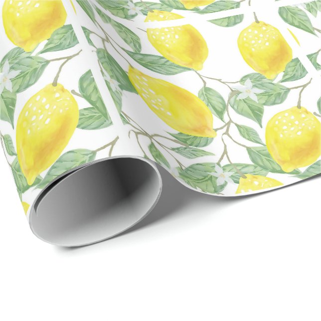 Papier Cadeau Citrons sur la vigne (Coin rond)