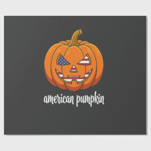 Papier Cadeau Citrouille Américaine Patriotique Halloween Jack O