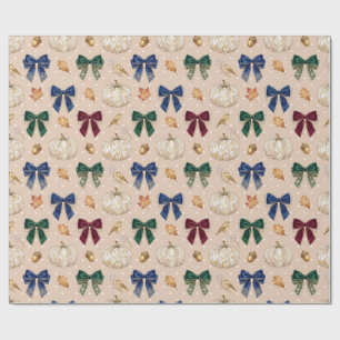 Papier Cadeau Citrouille blanche vintage et rubans de velours Em