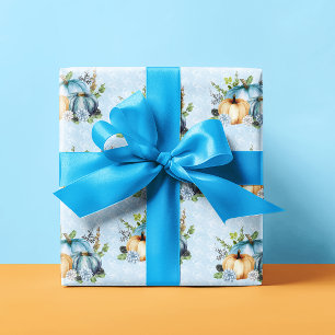 Papier Cadeau Citrouille bleu d'aquarelle automne automne