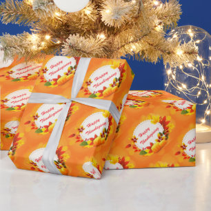 Papier Cadeau Citrouille Bon thanksgiving d'or