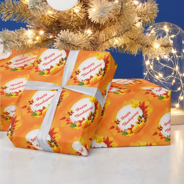 Papier Cadeau Citrouille Bon thanksgiving d'or (Vacances)