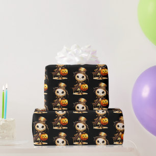 Papier Cadeau Citrouille Chapeau Haut Goule Noir Halloween