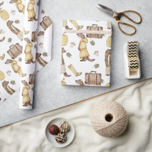 Papier Cadeau Citrouille de bagage à lunettes à rayures jaunes