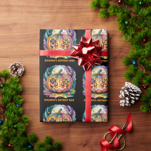 Papier Cadeau Citrouille de joueur coloré Halloween Bash