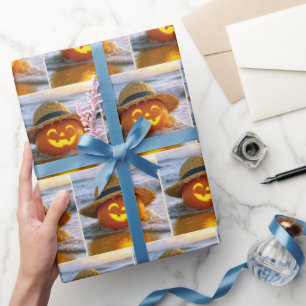 Papier Cadeau Citrouille de plage d'Halloween