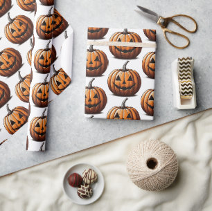 Papier Cadeau Citrouille d'Halloween