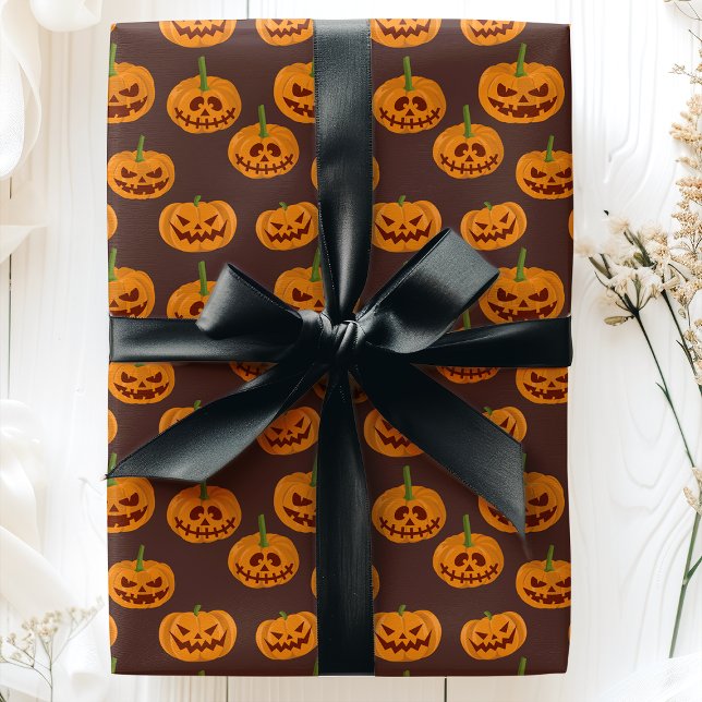 Papier Cadeau Citrouille d'Halloween Éffrayant Jack O'Lanterns M (Créateur téléchargé)