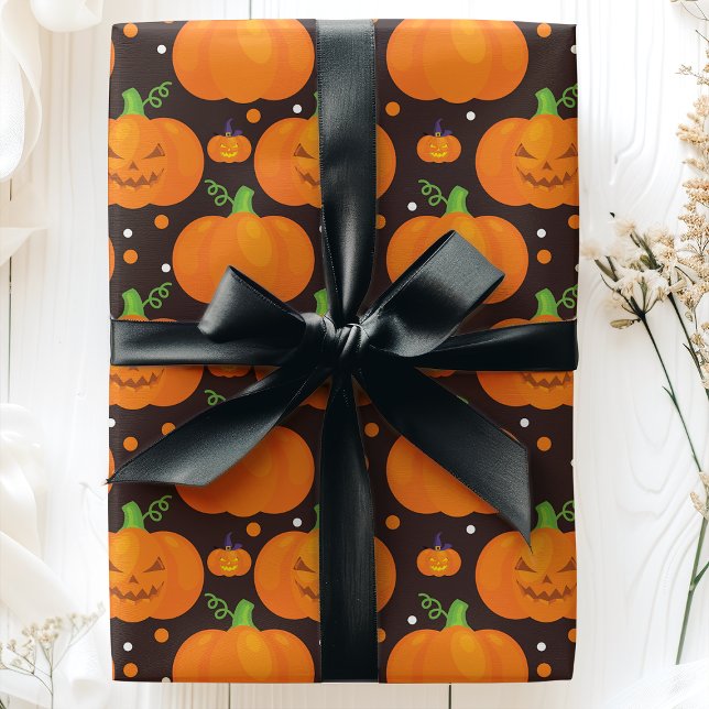 Papier Cadeau Citrouille d'Halloween Jack O'Lantern Motif (Créateur téléchargé)