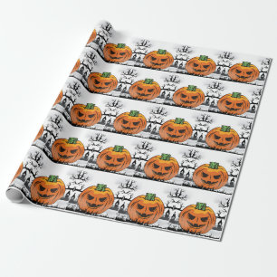 Papier Cadeau Citrouille drôle d'Halloween décoration de fête d'