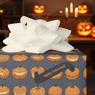 Papier Cadeau Citrouille drôle Jack O Lantern Joyeux Halloween !