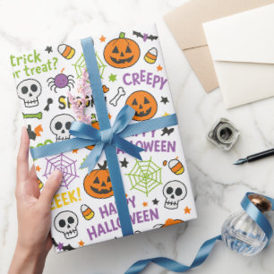 Papier Cadeau Citrouille éffrayant et amusant - Motif Halloween