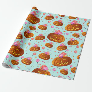 Papier Cadeau Citrouille Et Sucres D'Halloween