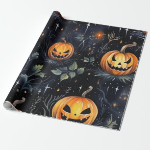 Papier Cadeau Citrouille Halloween aquarelle