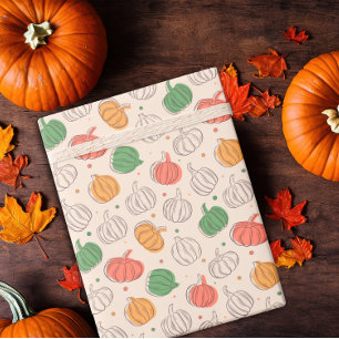 Papier Cadeau Citrouille Halloween orange jaune vert