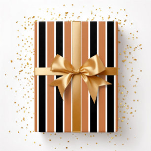 Papier Cadeau Citrouille Halloween rayures noires
