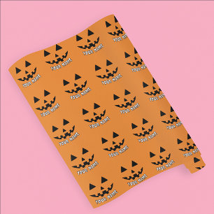 Papier Cadeau Citrouille orange personnalisée Halloween Votre no
