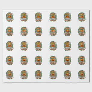 Papier Cadeau Citrouilles Arrête de Regarder Halloween Fantômes
