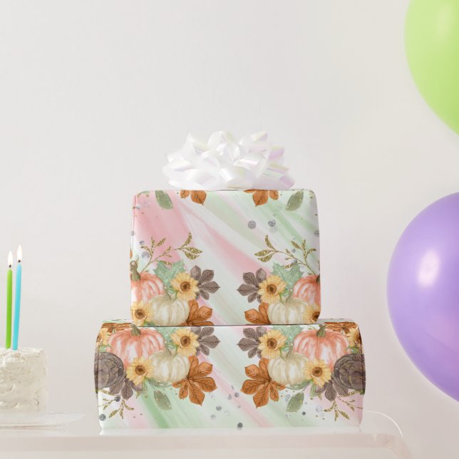 Papier Cadeau Citrouilles de la Glitterie orange sur la Parties  (Cadeaux de fête)