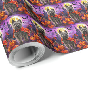 Papier Cadeau Citrouilles de vampire effrayantes pour Cane Corso