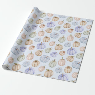 Papier Cadeau Citrouilles pastel en bleu