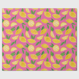Papier Cadeau Citrus Citron Fruit motif rose