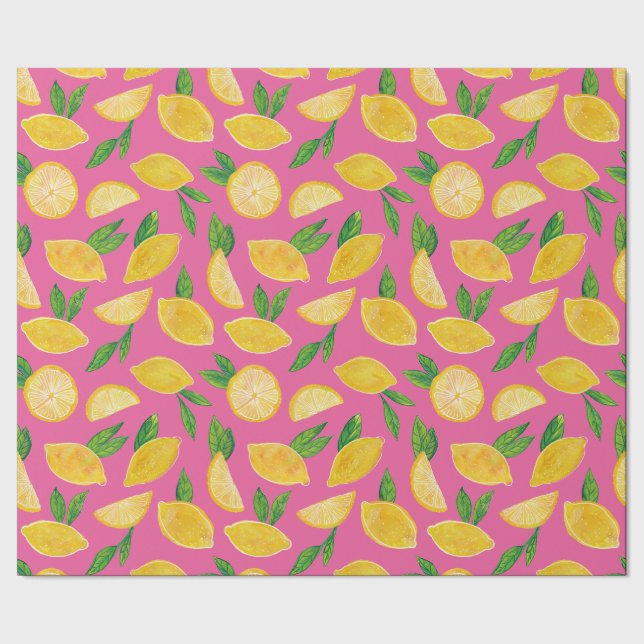 Papier Cadeau Citrus Citron Fruit motif rose (Couture)
