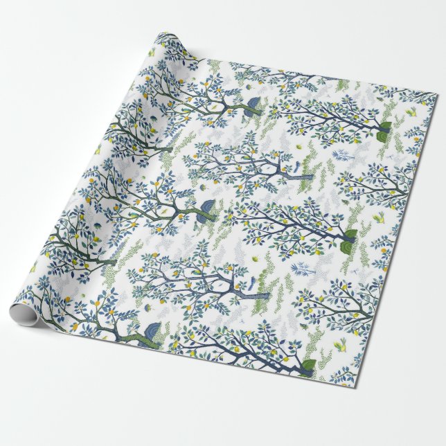 Papier Cadeau Citrus Grove Blanc (Déroulé)
